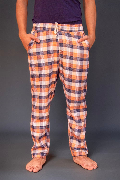 Men's Summer Check Pants-Orange