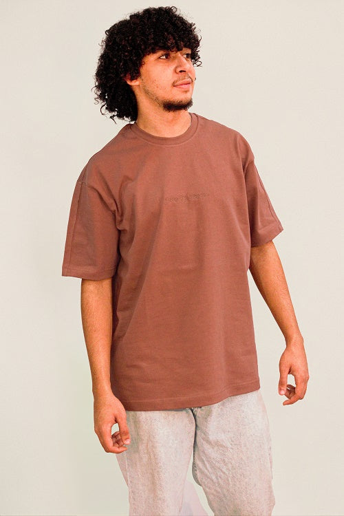 Men's Cotton oversized T-Shirt- Café