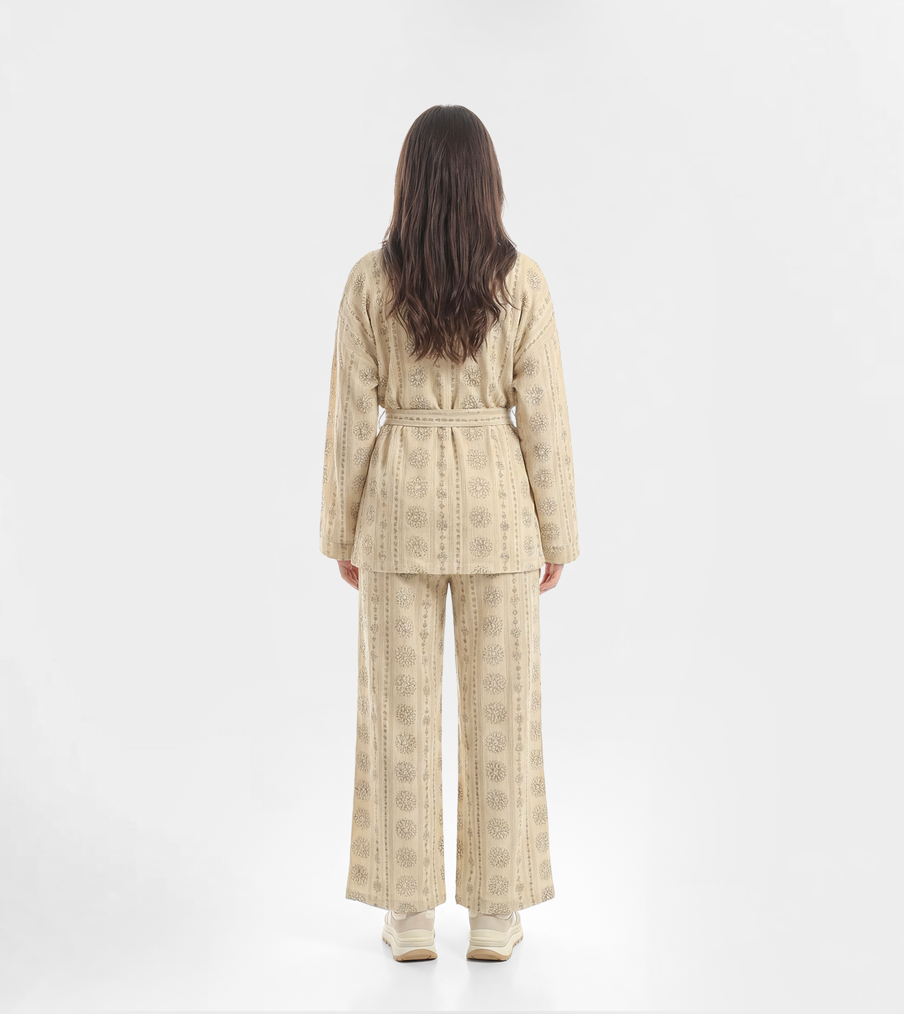 Women’s Set Belted Kimono Top & Wide-Leg Pants