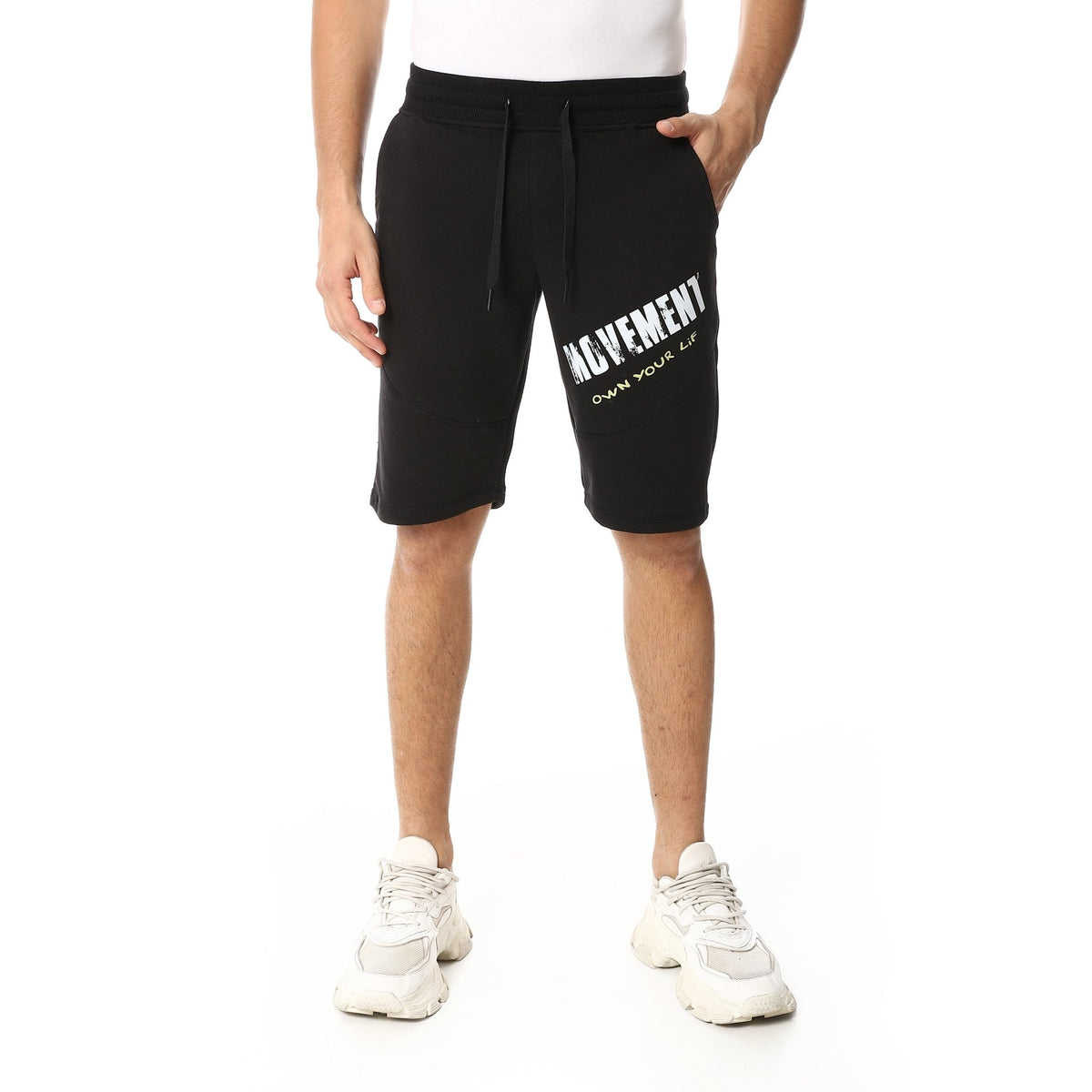 Stylish Printed Men's Shorts Black- Comfortable and Trendy - Red Cotton