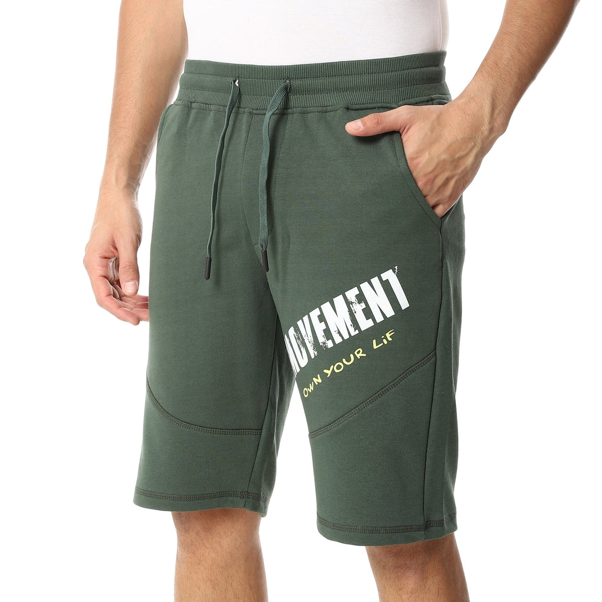 Stylish Printed Men's Shorts Olive - Comfortable and Trendy - Red Cotton