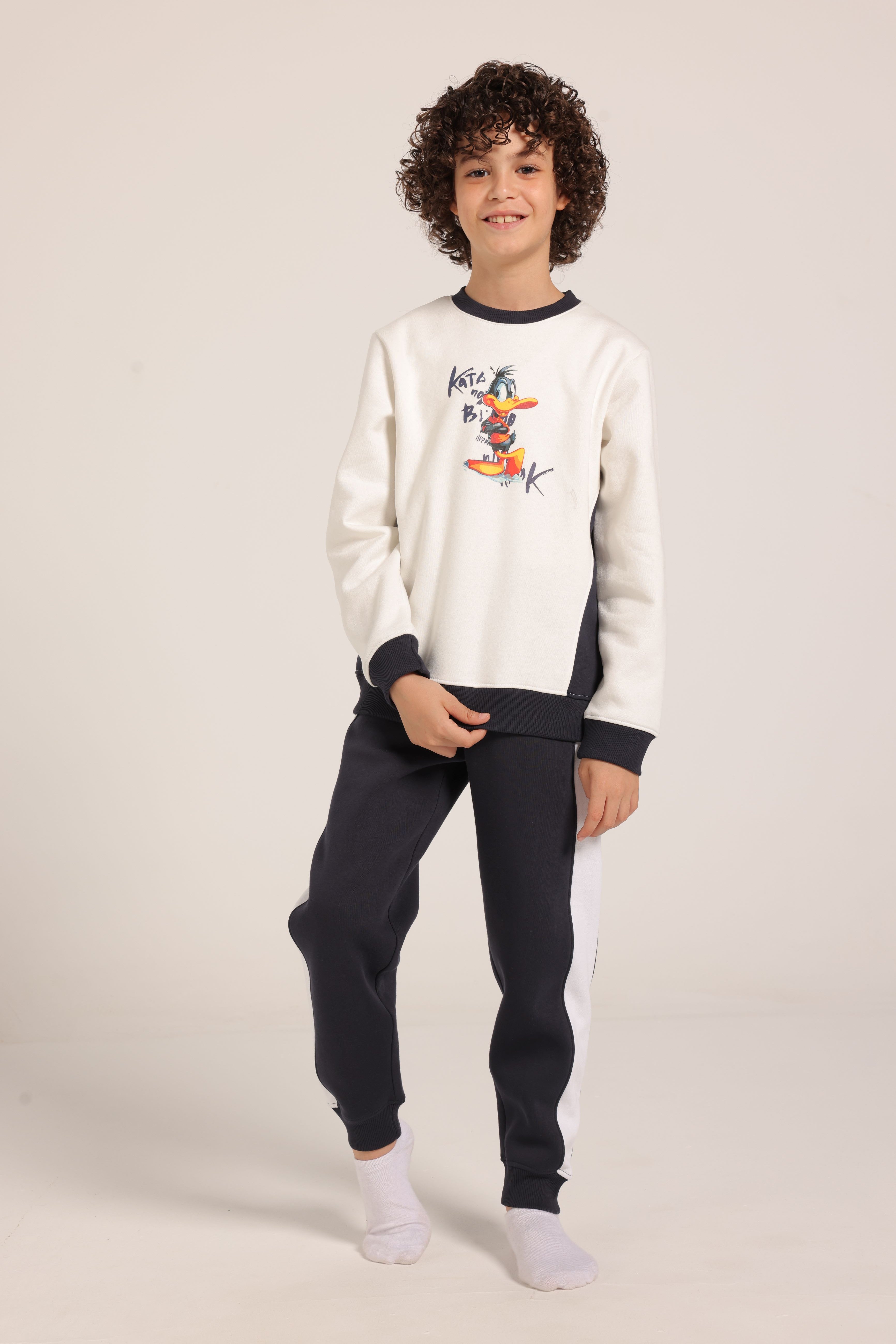 Boy's Tracksuit – Cartoon Print Sweatshirt & Joggers Set