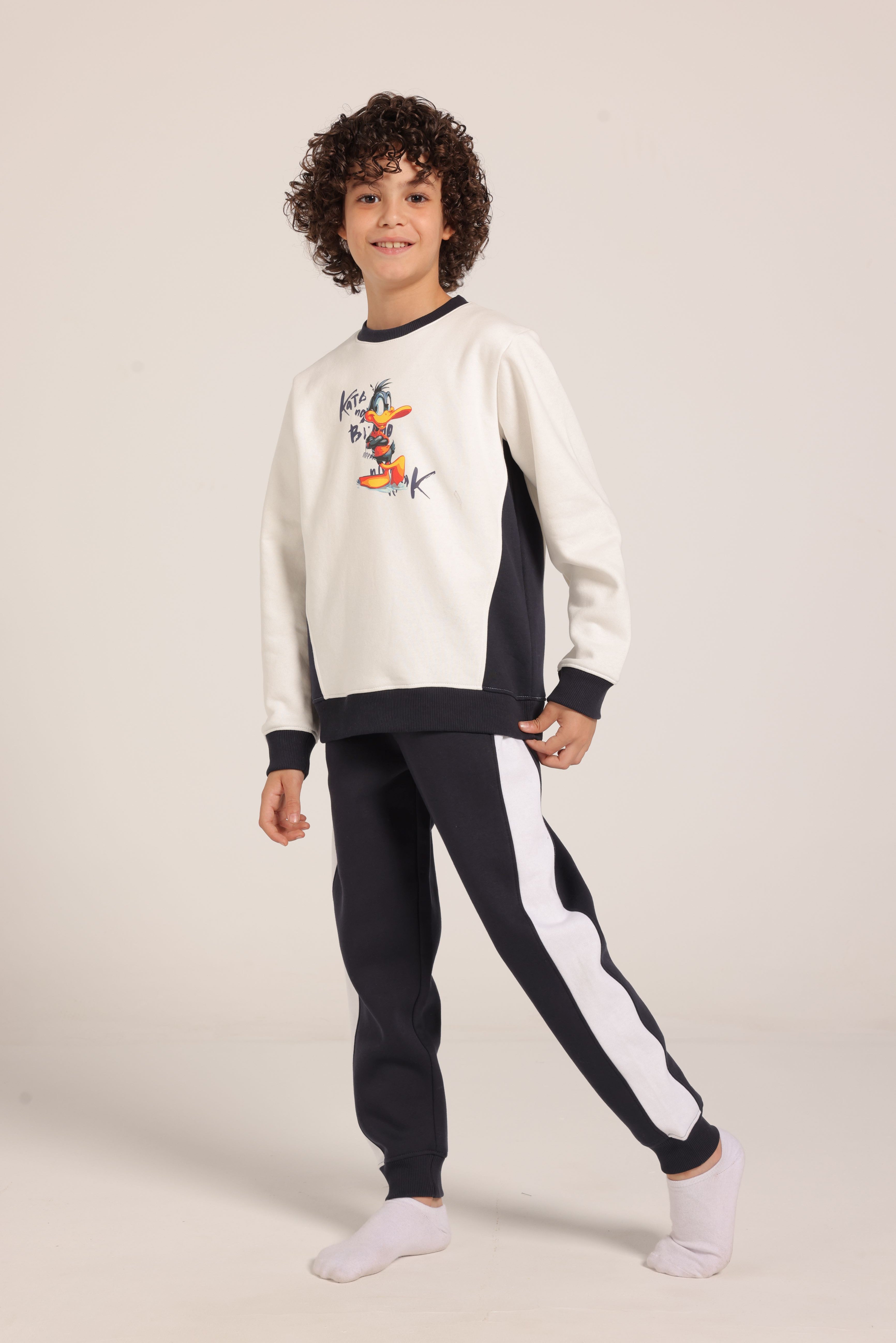 Boy's Tracksuit – Cartoon Print Sweatshirt & Joggers Set