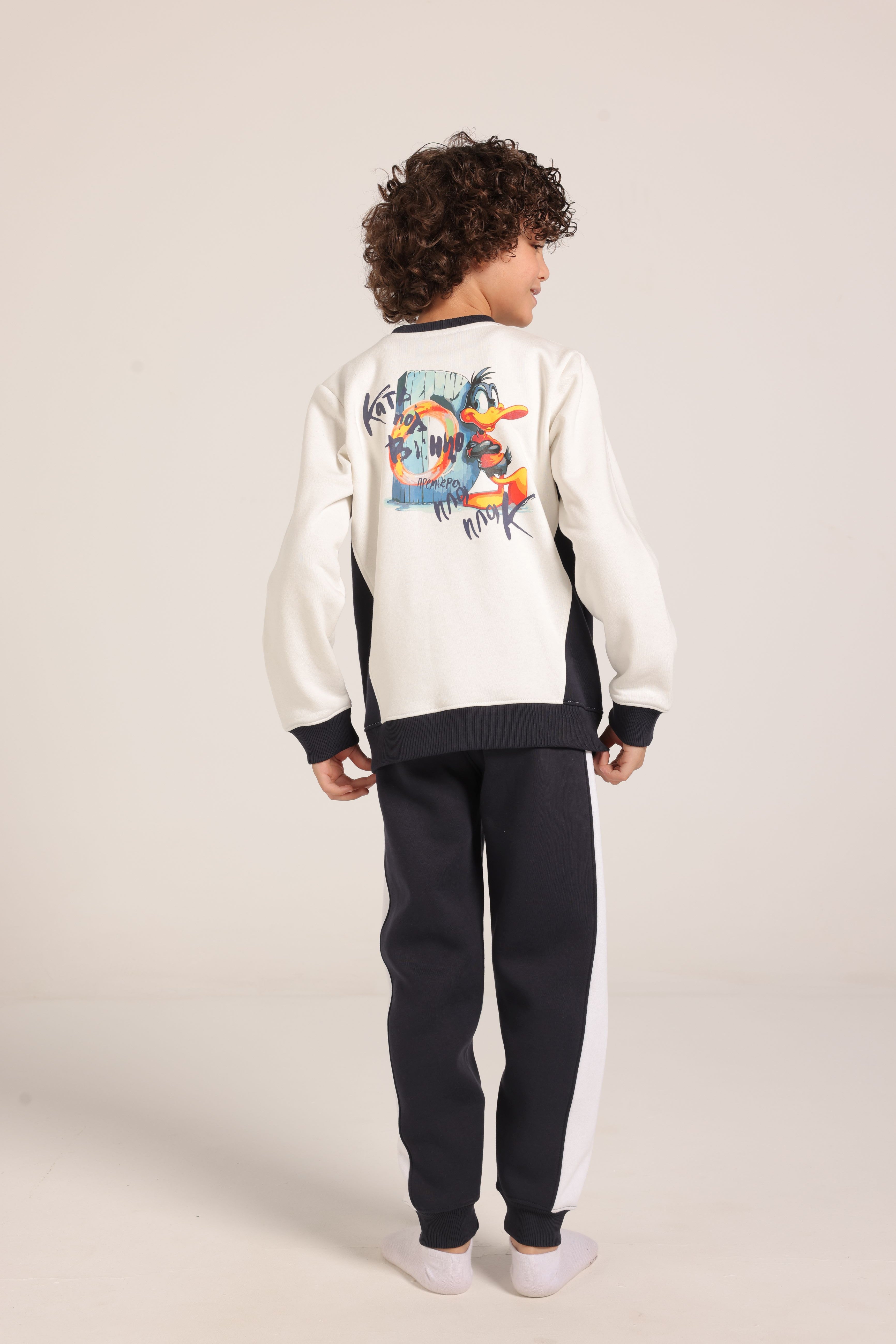 Boy's Tracksuit – Cartoon Print Sweatshirt & Joggers Set