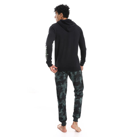 Men's hoodie pajama from Red Cotton-Black