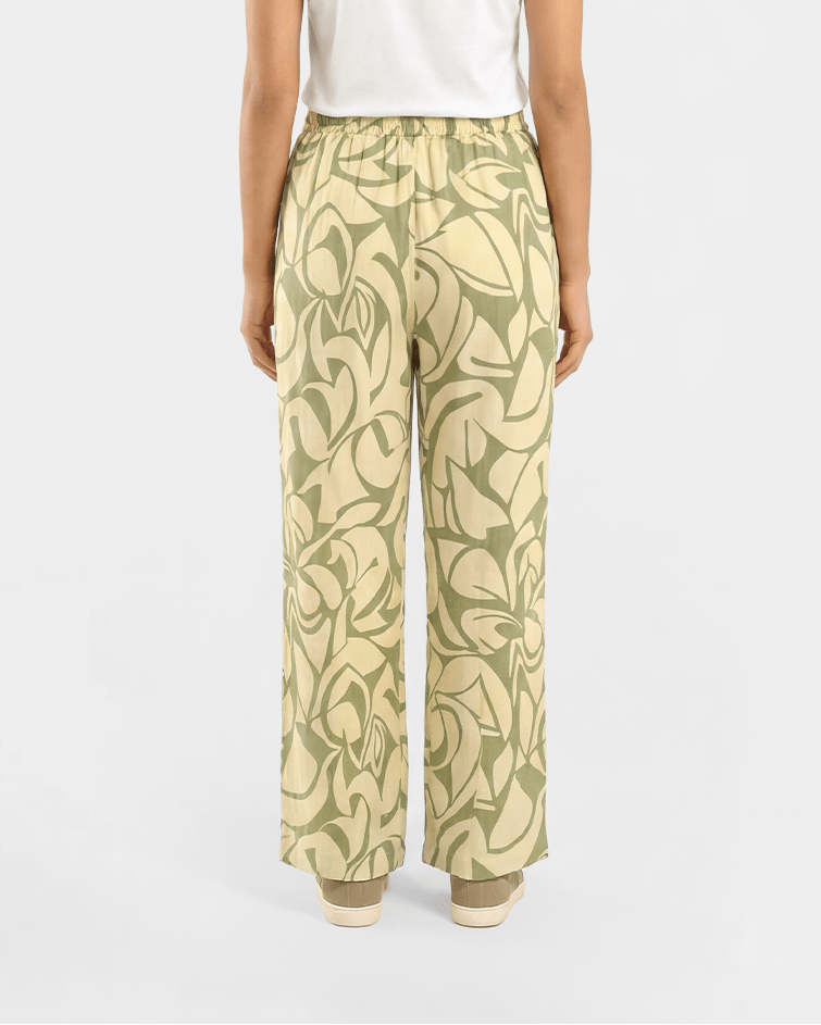 Women Essential Tee & Abstract Printed Wide-Leg Set - Red Cotton