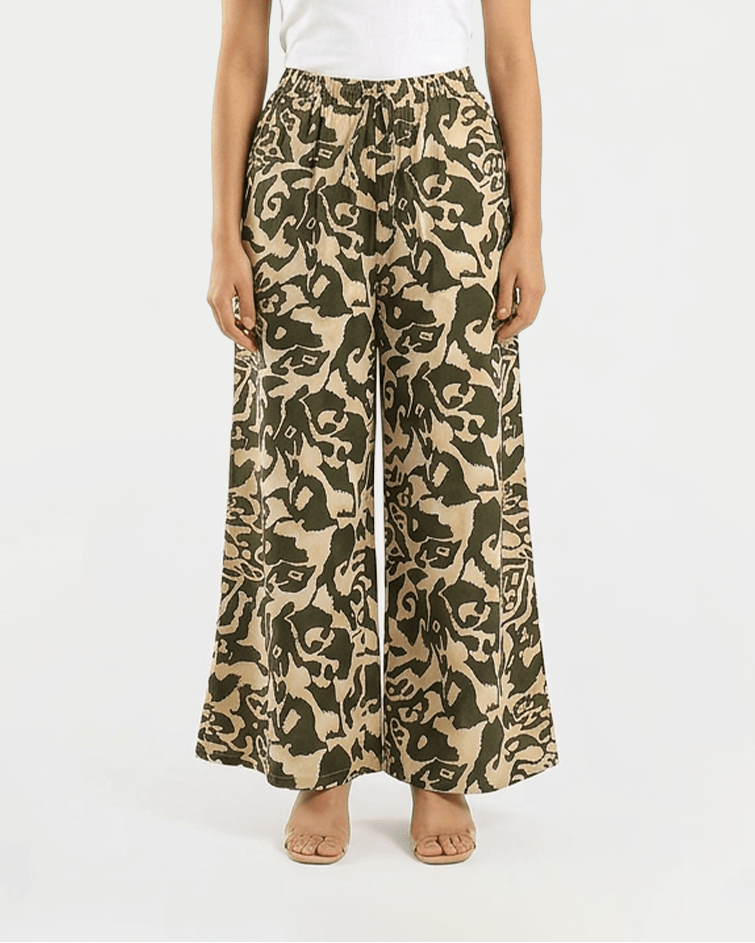Women High-Rise Wide-Leg - Red Cotton