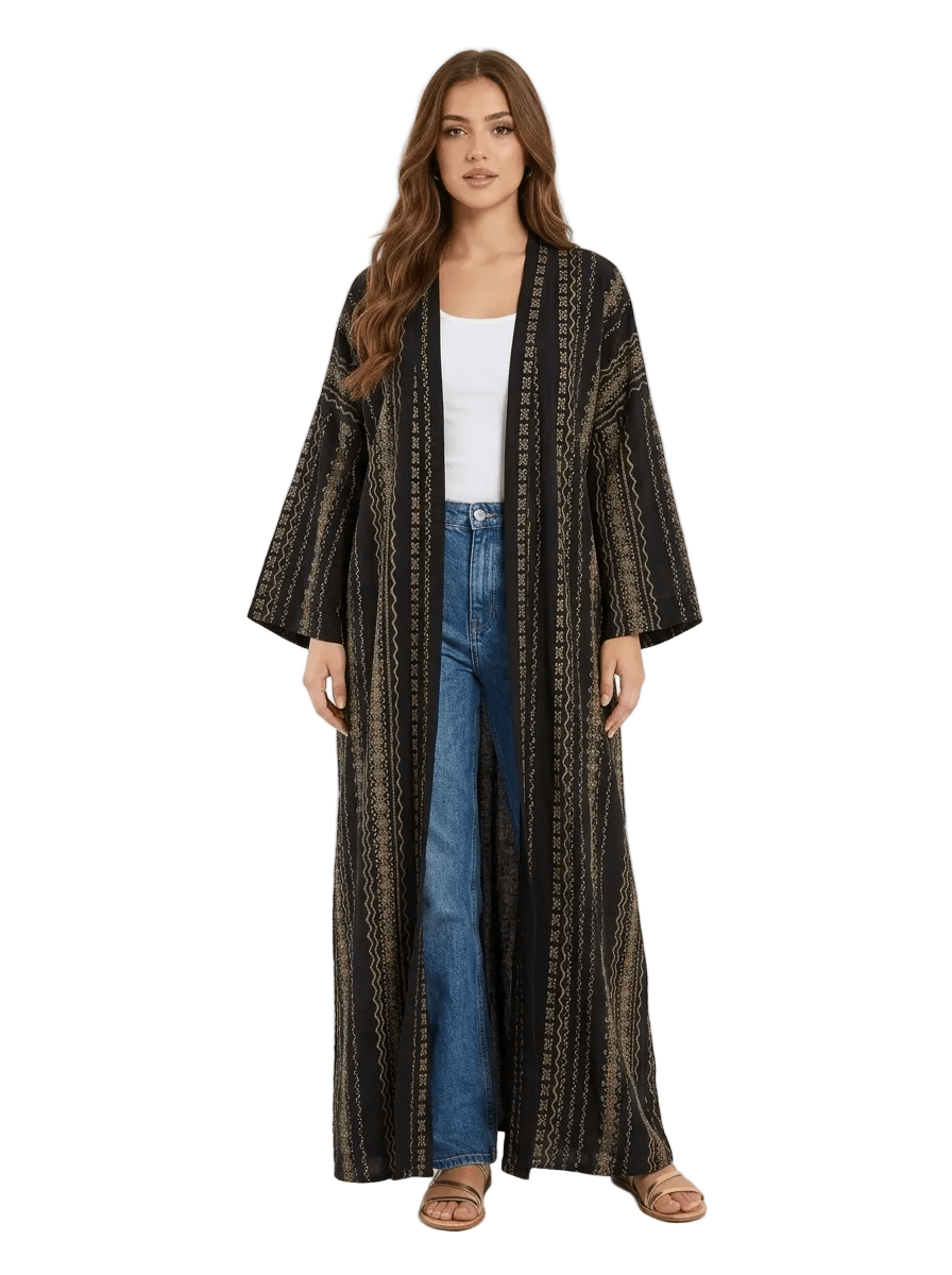 Women Luxury Long Kimono– Festive Ramadan Look - Red Cotton