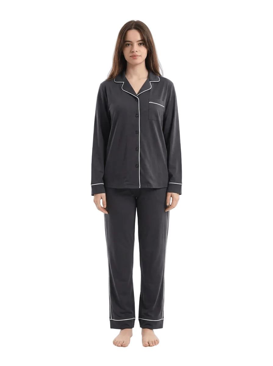 Women Plain Classic Pajamas - Red Cotton