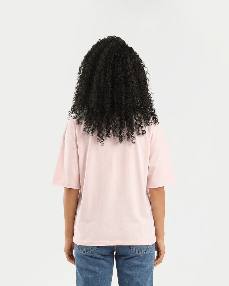 Women "Powerful" Oversized Graphic Tee - Red Cotton