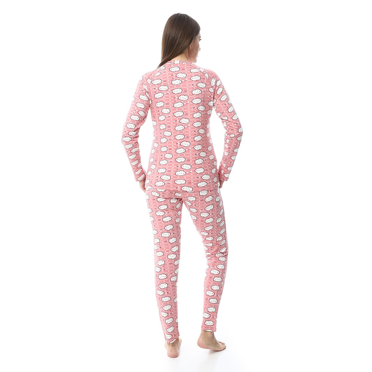Women Printed Thermal Set Padded Inside - Rose - Red Cotton