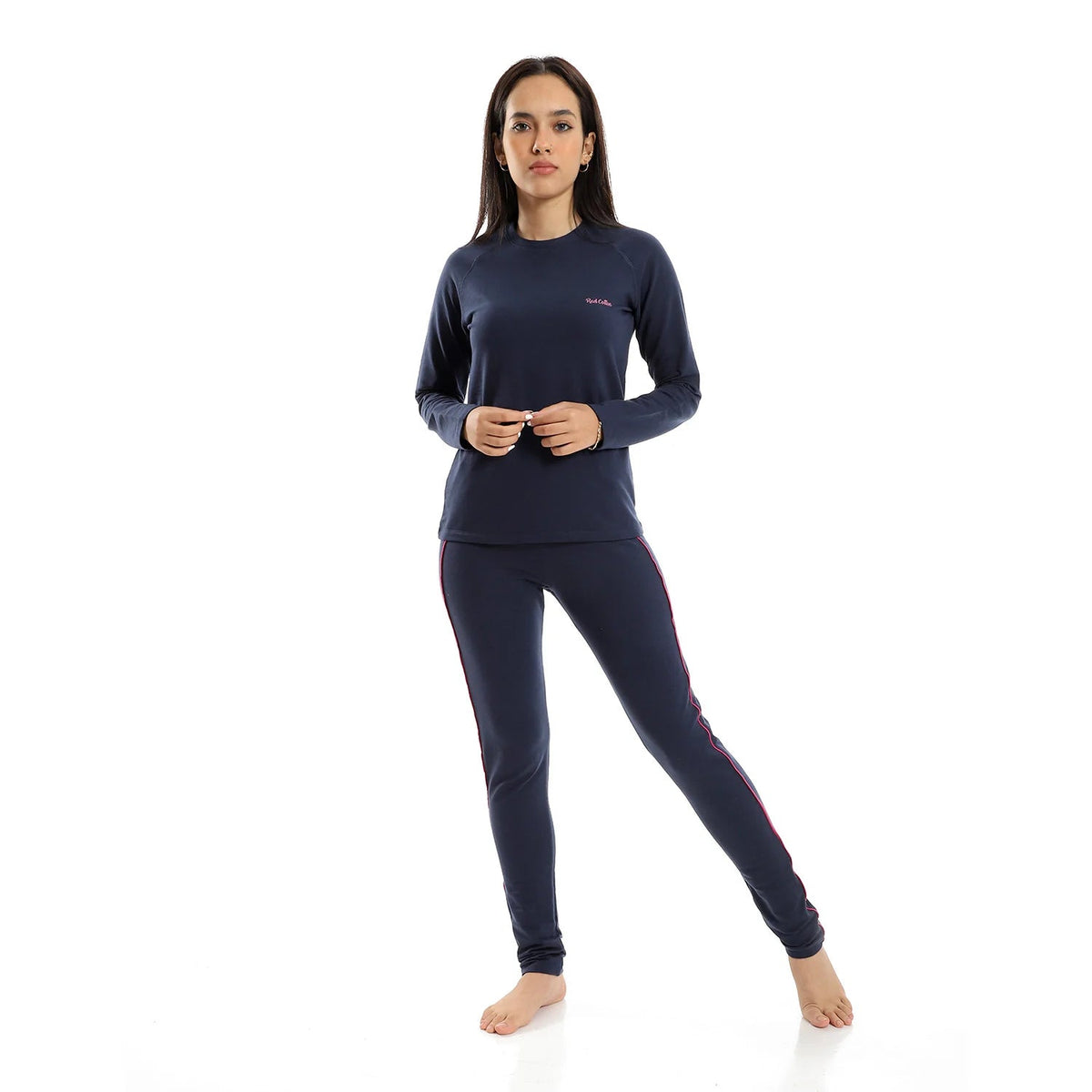Women Thermal Set Padded Inside - Navy Blue - Red Cotton