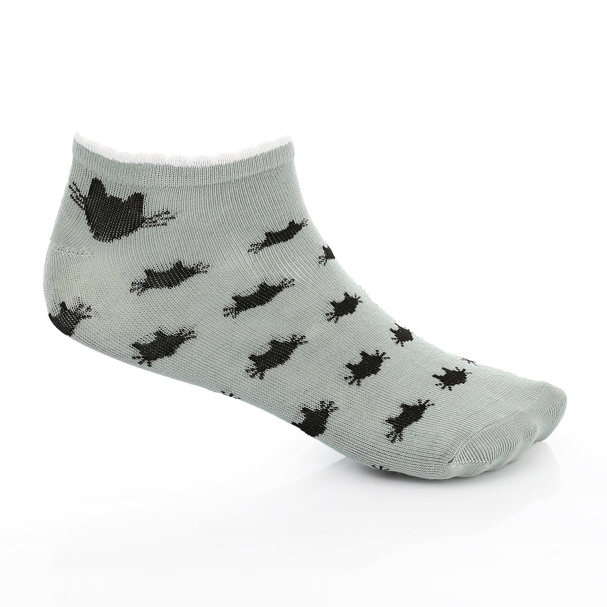 Women's Ankle Socks - Low-Cut - Mint - Red Cotton