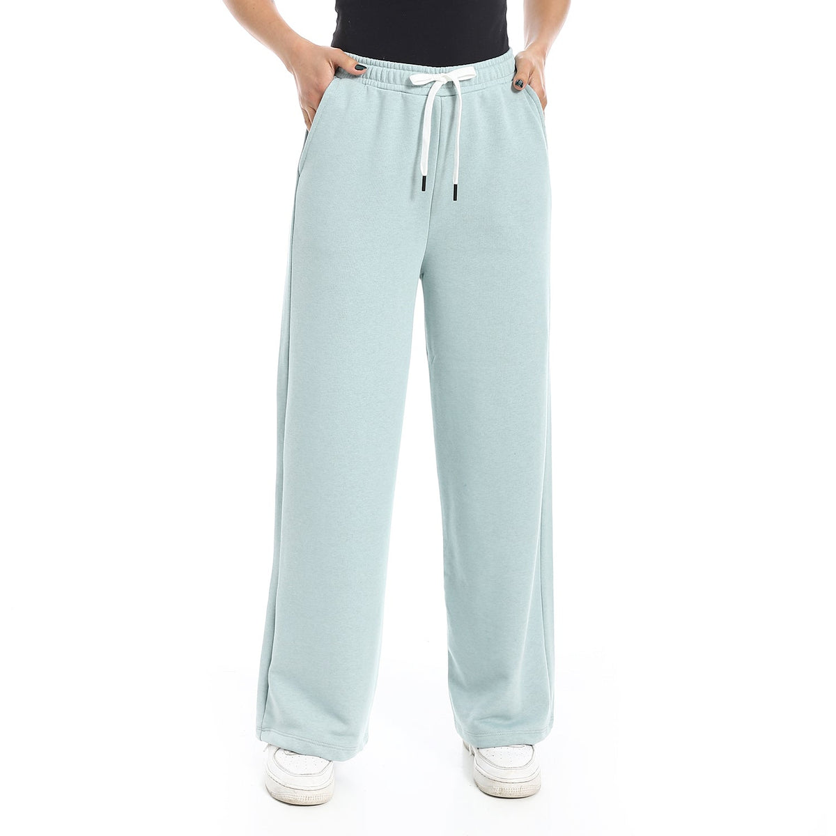 Women's Autum Wide Leg Trousers - Multicolor - Red Cotton
