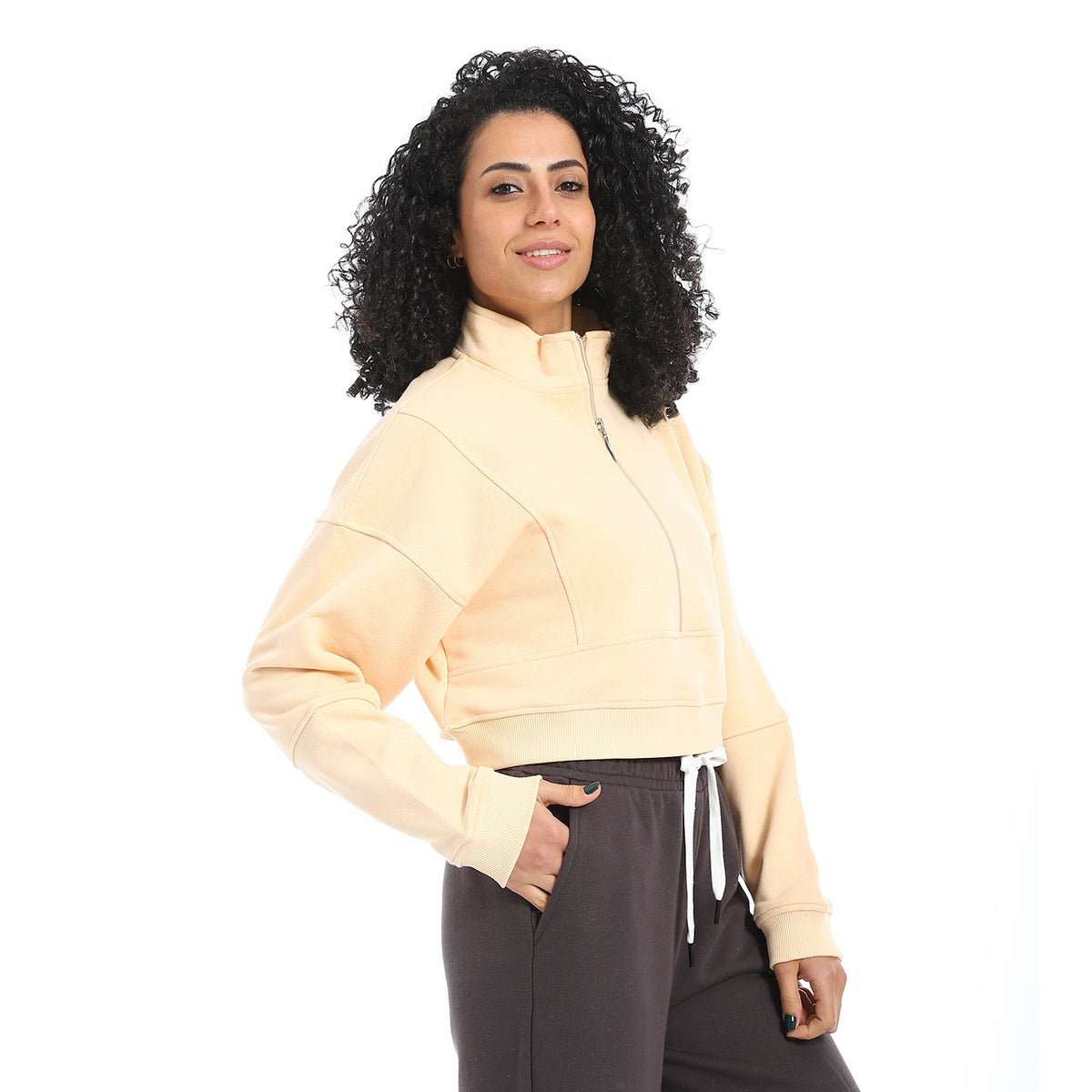Women's Autumn Quarter Zipper Sweatshirt - Simon - Red Cotton
