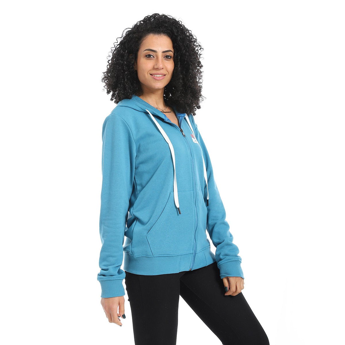 Women's Autumn Sweatshirt With Printed -Blue - Red Cotton