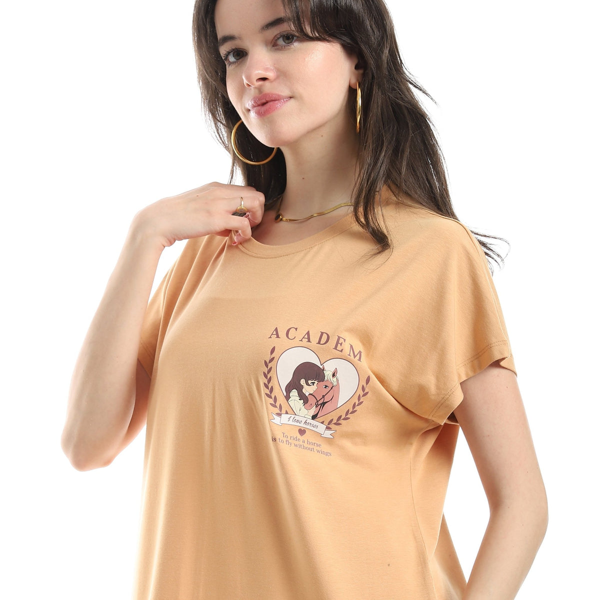 Women’s Beige Short-Sleeve Cotton Nightgown - Red Cotton