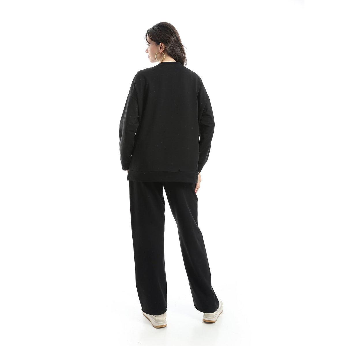 Women’s Black Embroidered Activewear Set – Sweatshirt & Pants - Red Cotton