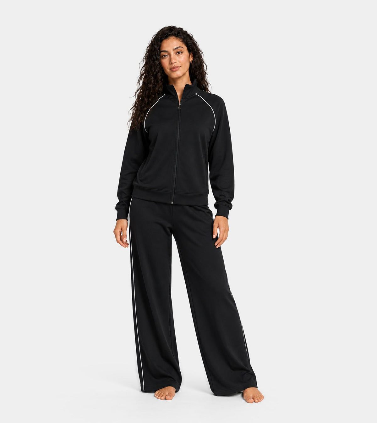 Women’s Black Sporty Zip-Up Tracksuit | Fall Collection | Red Cotton - Red Cotton