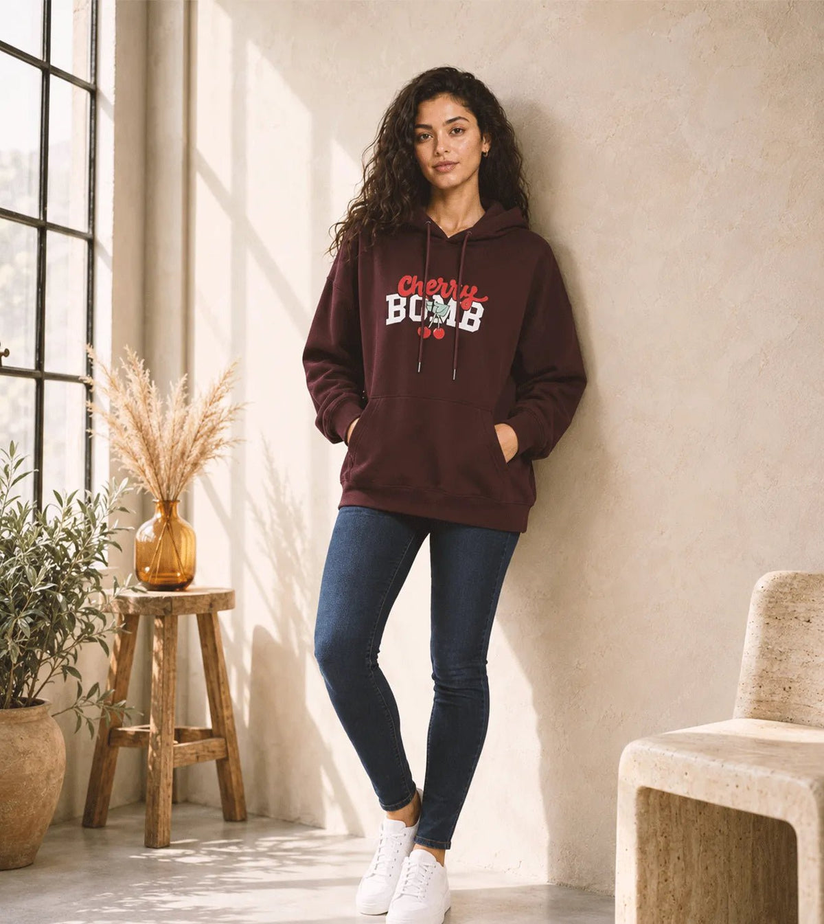 Women's Burgundy Million Hoodie – Red Cotton - Red Cotton