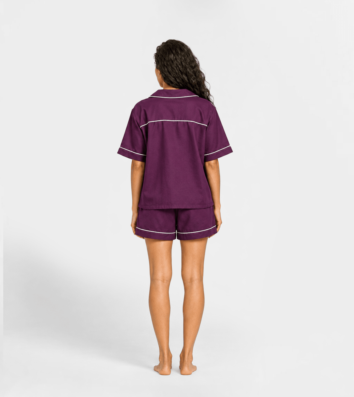 Women's Classic Pajama Set with Shorts - Red Cotton