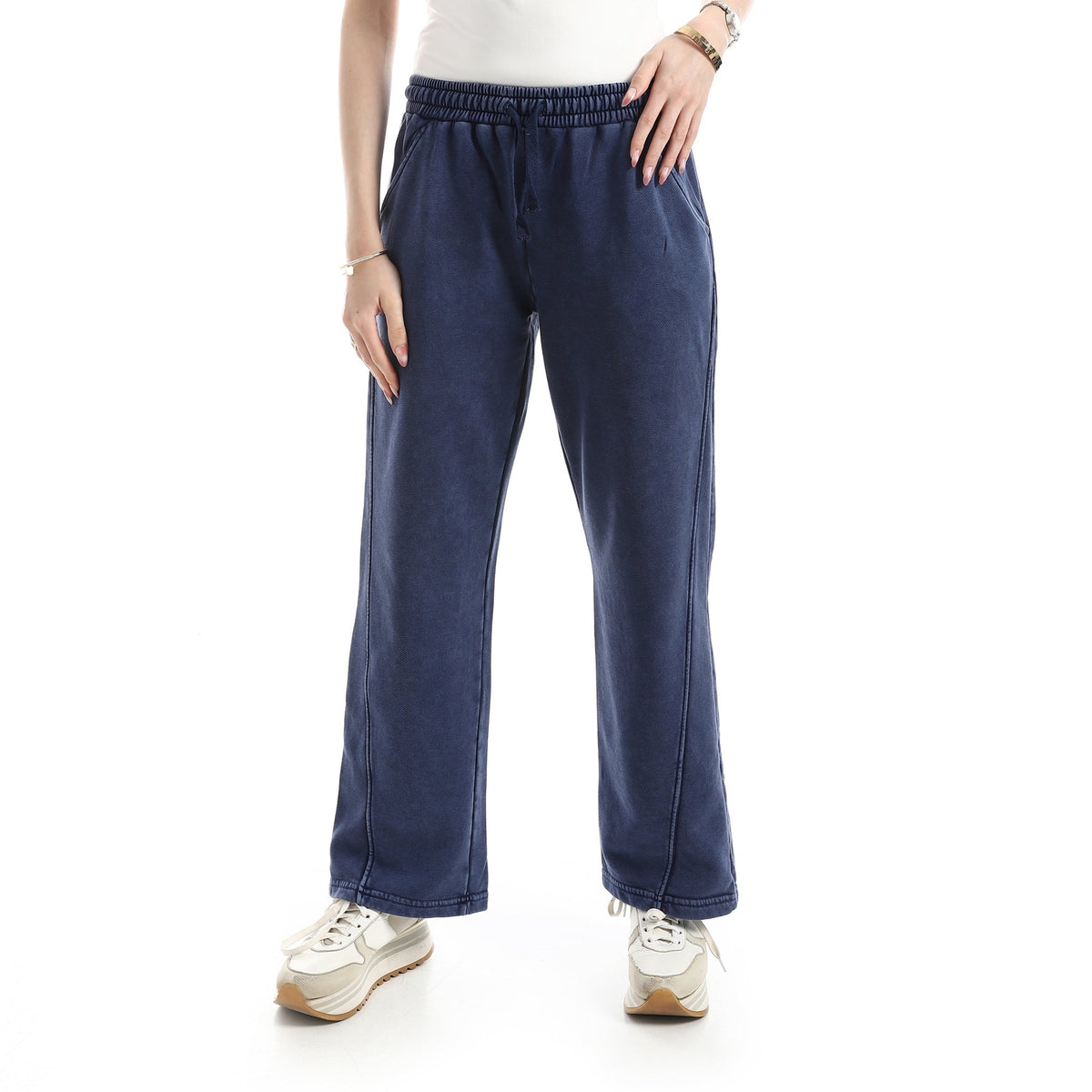 Women's High-Rise Acid-Wash Relaxed Sweatpants - Red Cotton