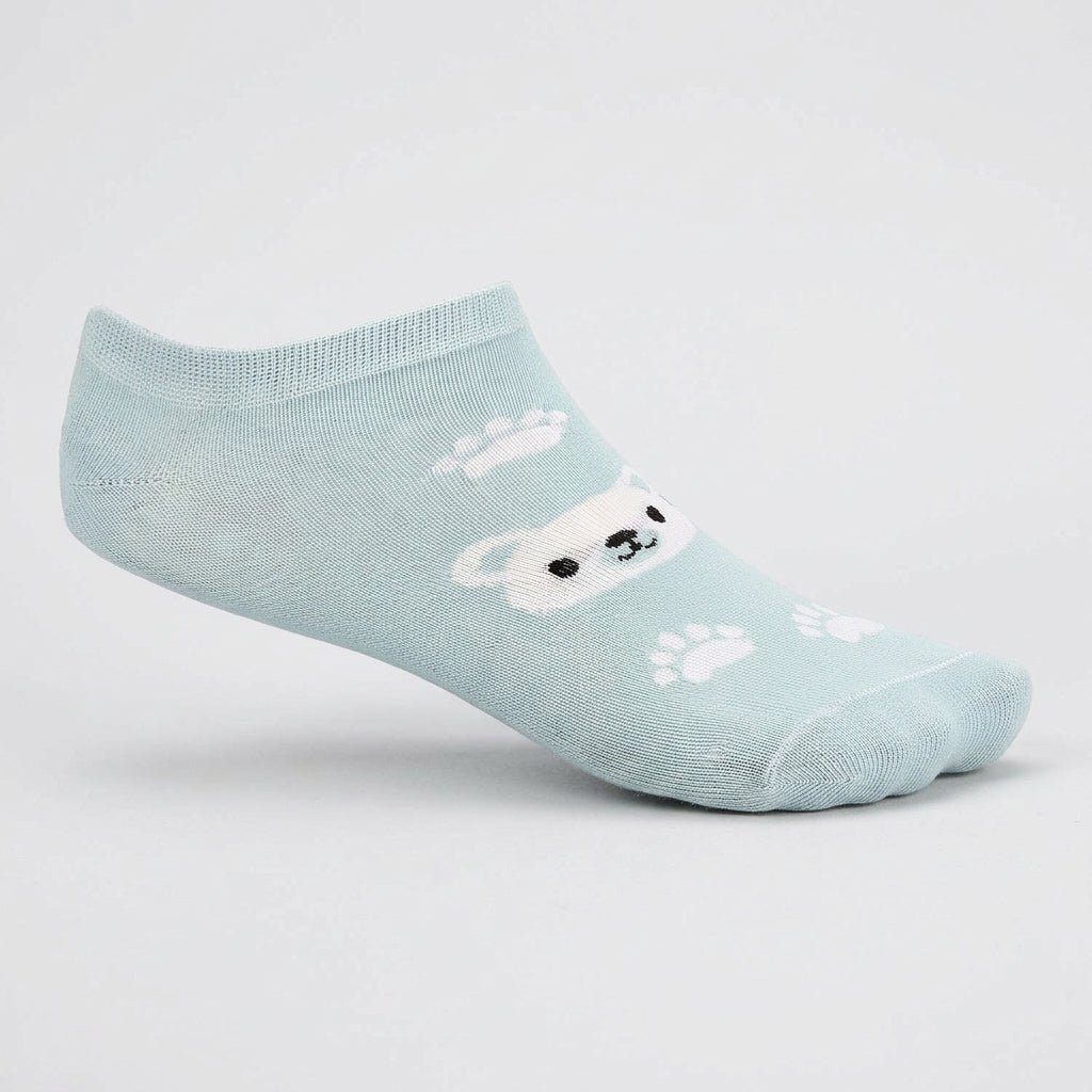Women's No Show Socks - Blue - Red Cotton