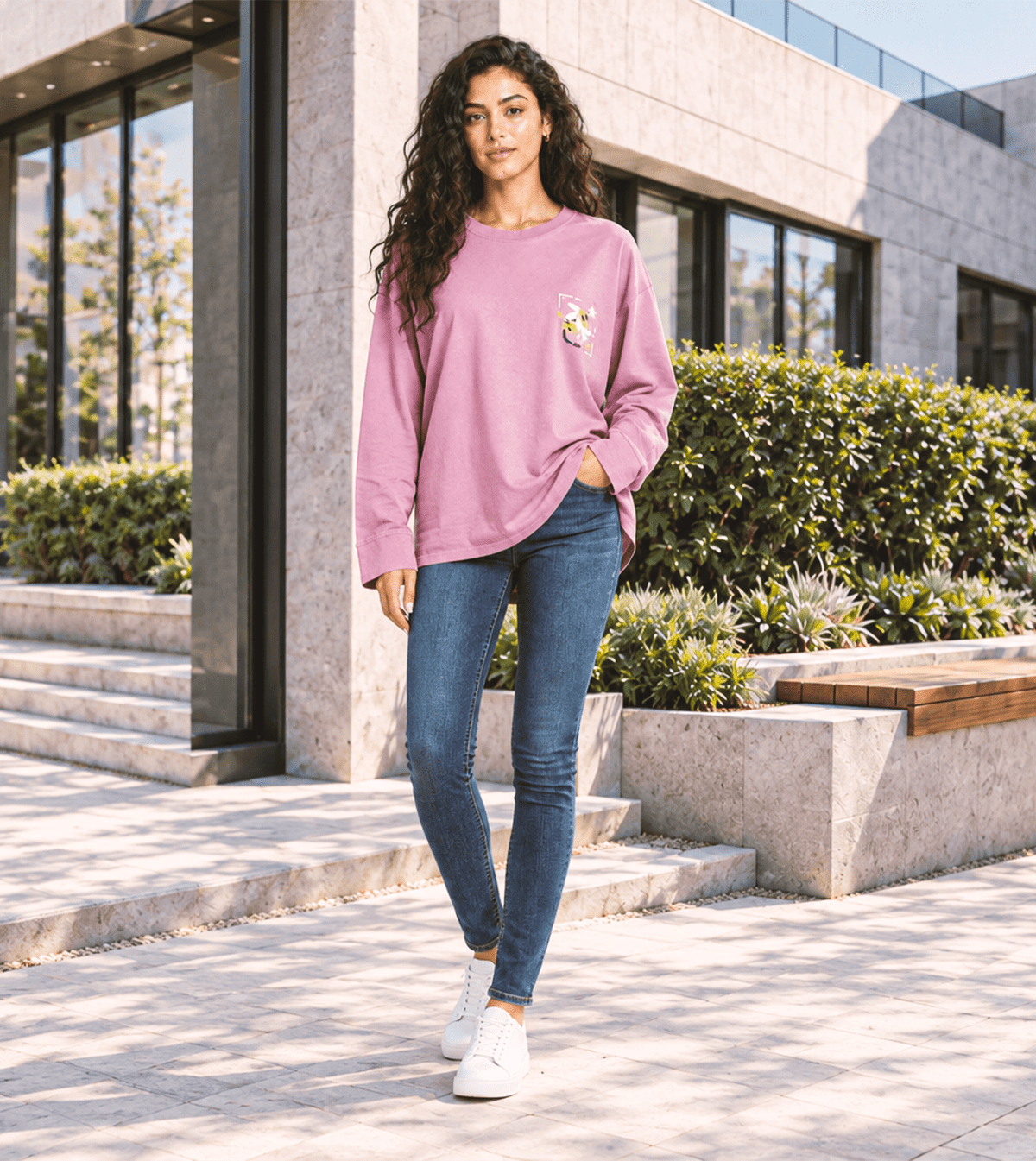 Women’s Pink Oversized Short-Sleeve T-Shirt - Red Cotton