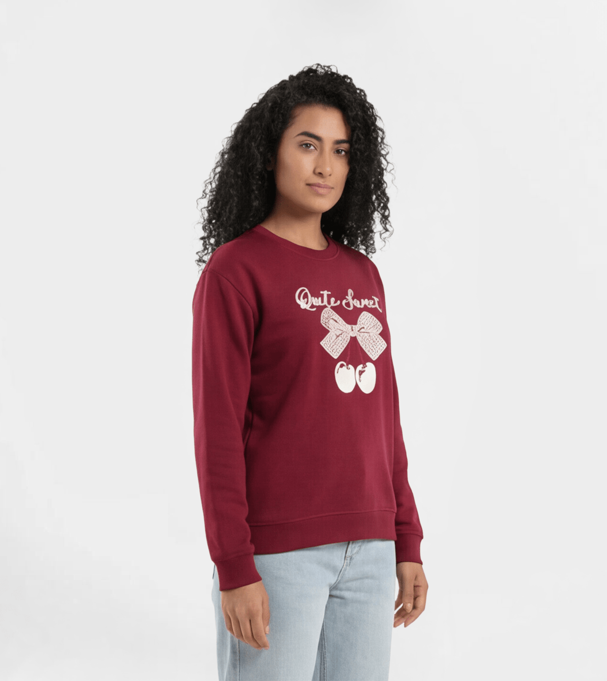 Women’s "Quite Sweet" Diagonal Milton Sweatshirt - Red Cotton