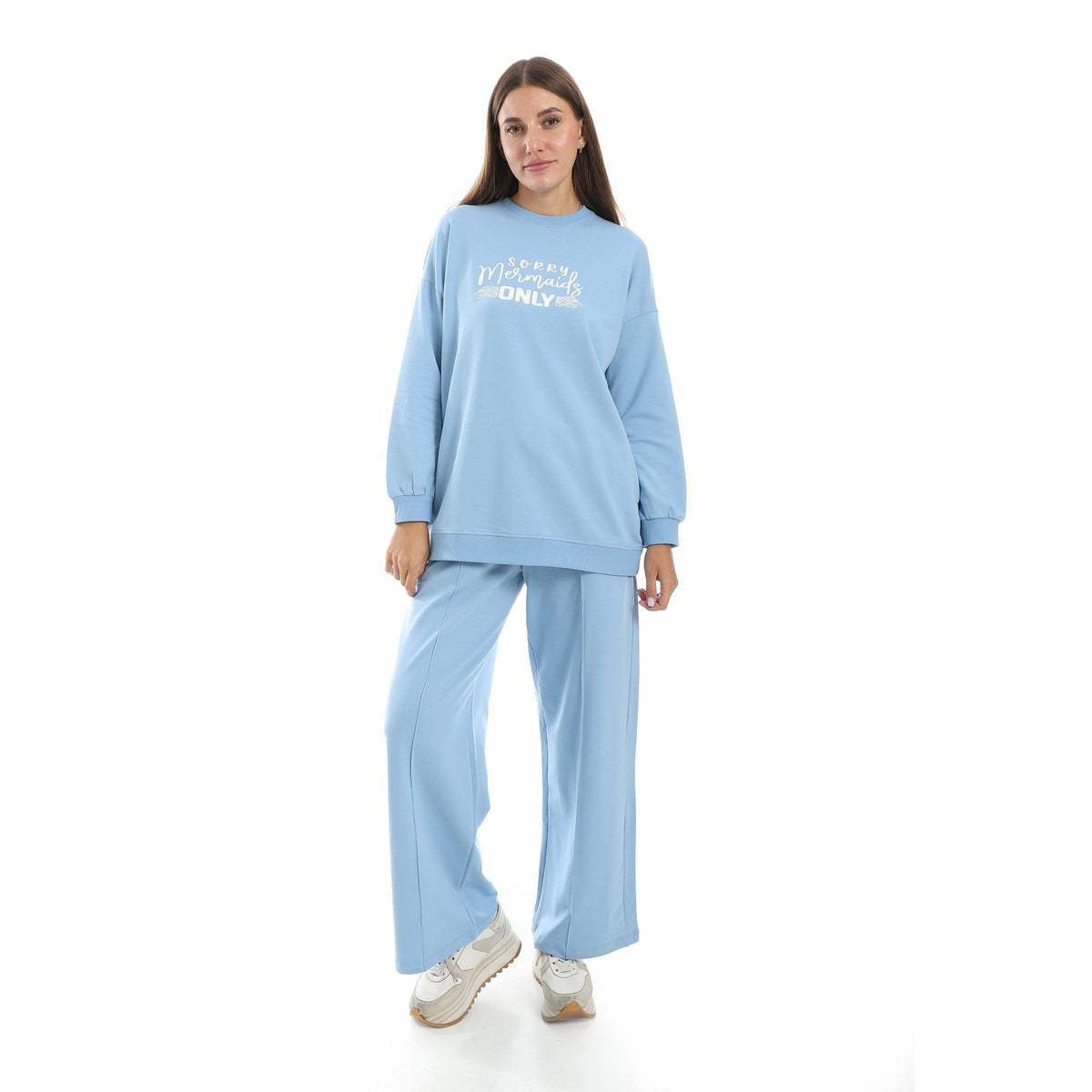 Women's Summer Active Pajama set - Blue - Red Cotton