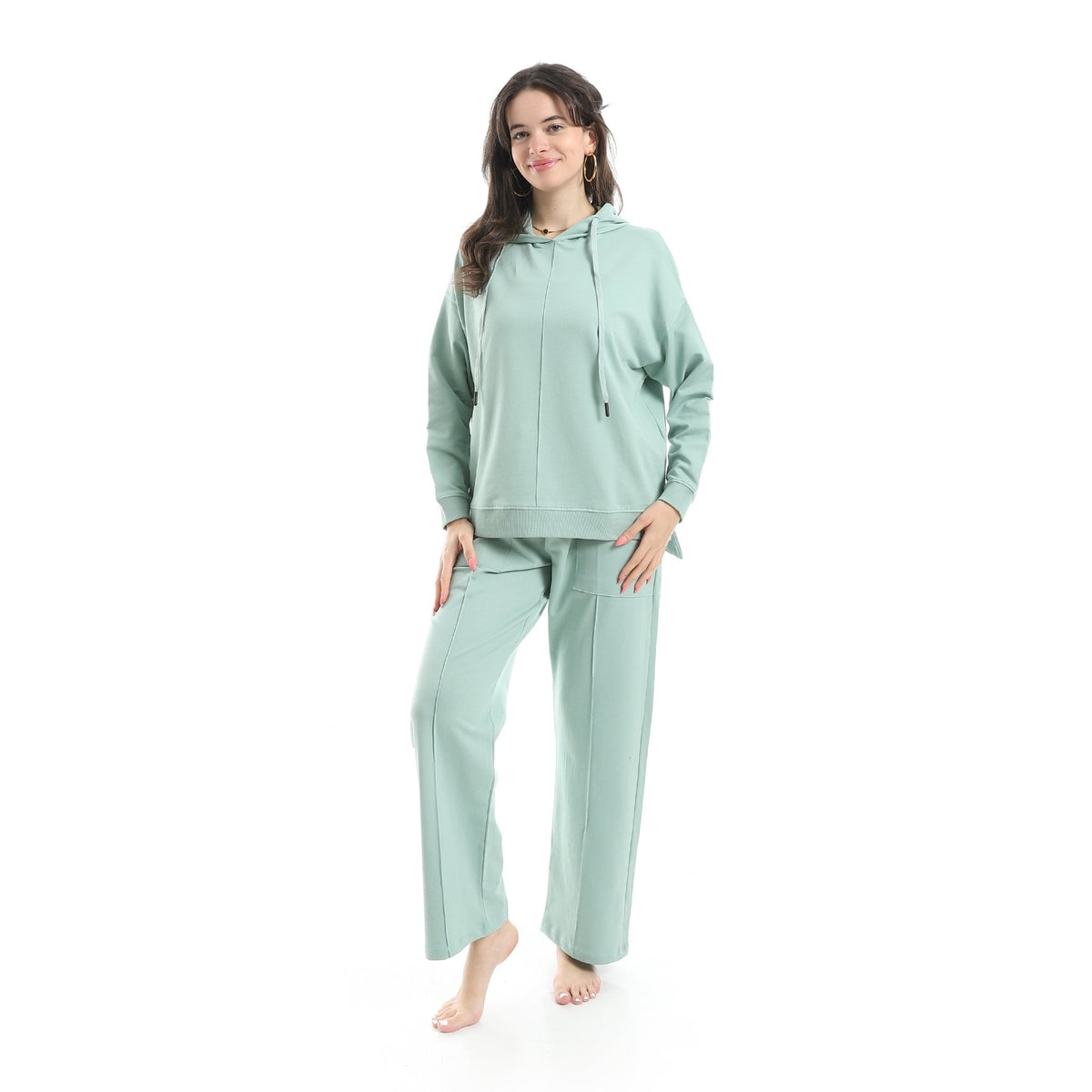 Women's Summer Active Pajama set - Mint - Red Cotton