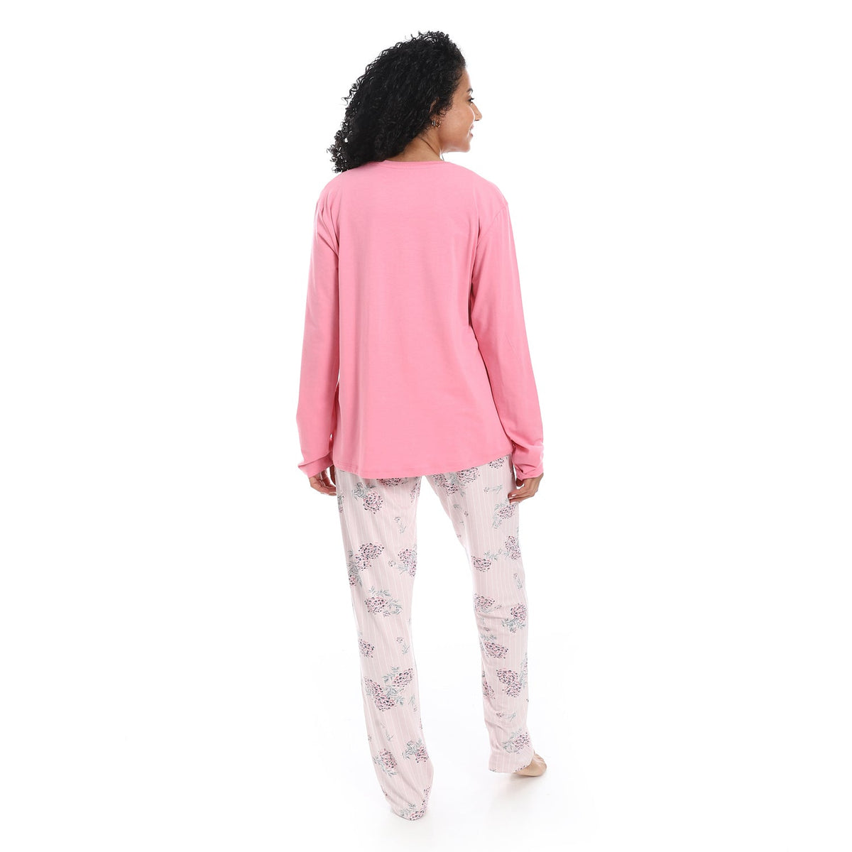 Women's Summer Pajama - Floral Pants - Rose - Red Cotton