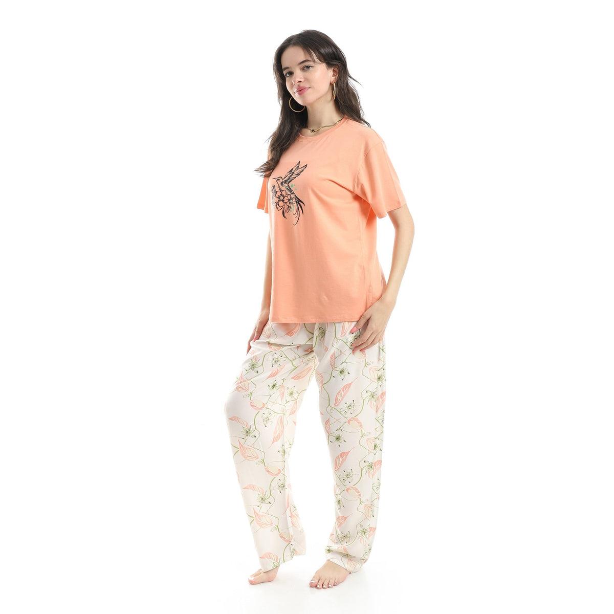 Women's Summer Pajama Floral Pants - Simon - Red Cotton