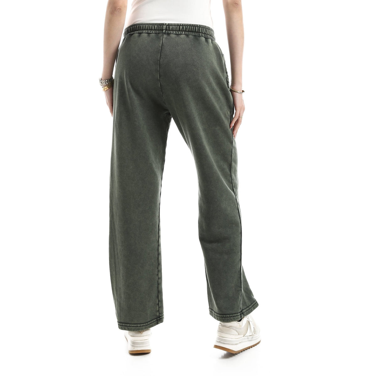 Women's Vintage-Wash High-Rise Straight-Leg Sweatpants - Red Cotton