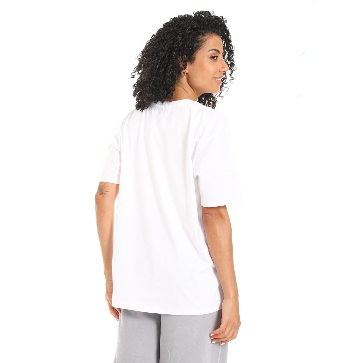 Women's White "Rock Star" Graphic T-shirt - Red Cotton