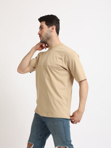 Red Cotton  Oversize T-shirt for Men-Cafe