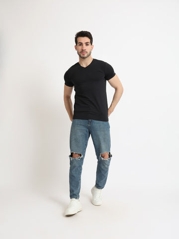 Undershirt for men, short sleeves, Regural fit from Red Cotton-Black