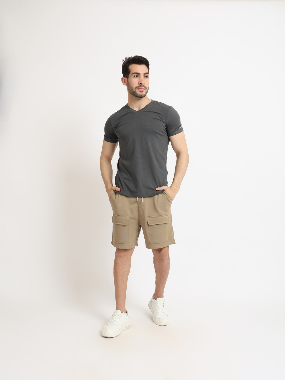 Undershirt for men, short sleeves, from Red Cotton-Grey