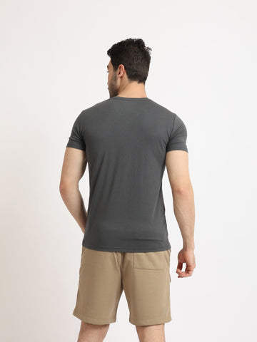 Undershirt for men, short sleeves, from Red Cotton-Grey
