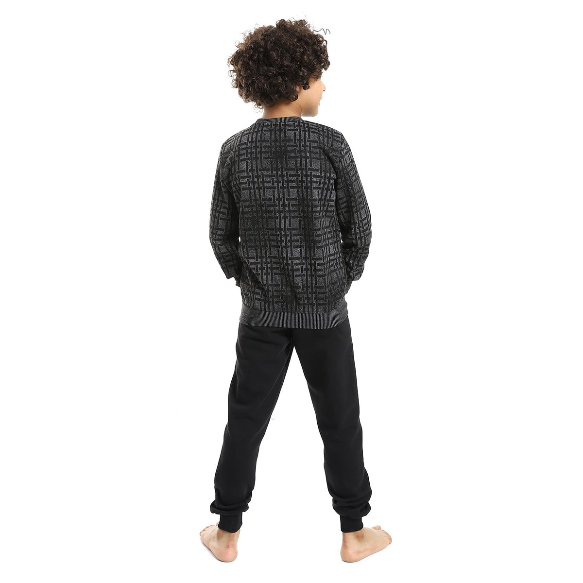 Boys' Winter Pajamas - Black - Red Cotton